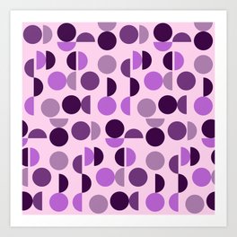 Half circles and circles - purple and pink Art Print