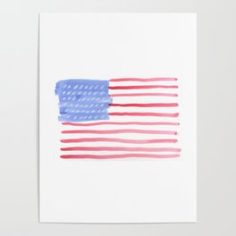 American Flag 4th of July watercolor design Poster