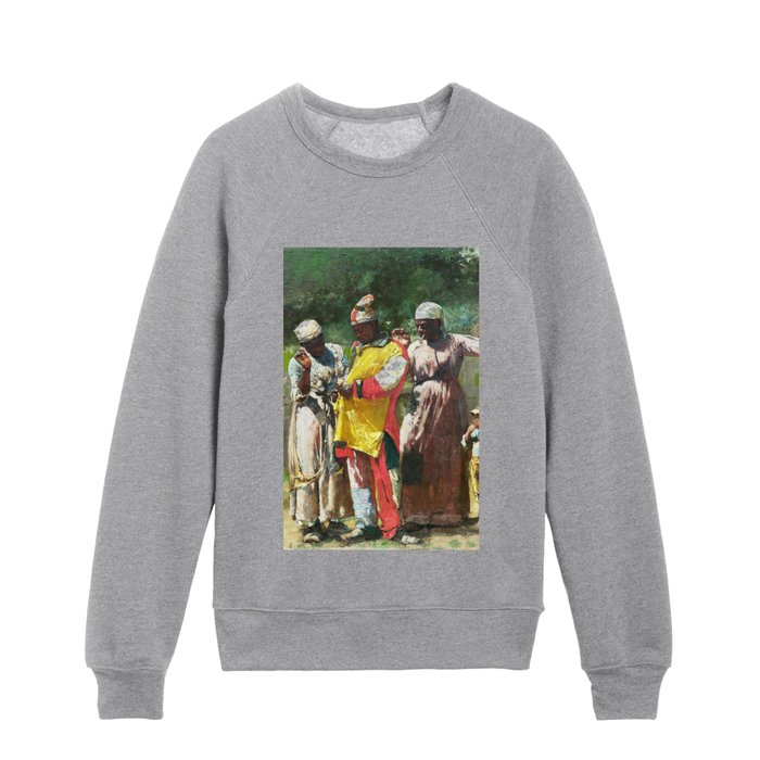 Winslow Homer's Dressing for the Carnival Caribbean isles African American masterpiece portrait painting Kids Crewneck