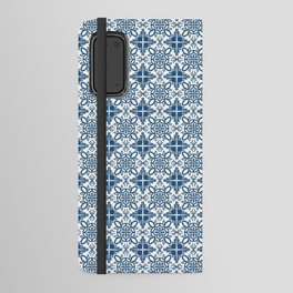 Cheerful Retro Modern Kitchen Tile Mini Pattern Denim Blue Android Wallet Case