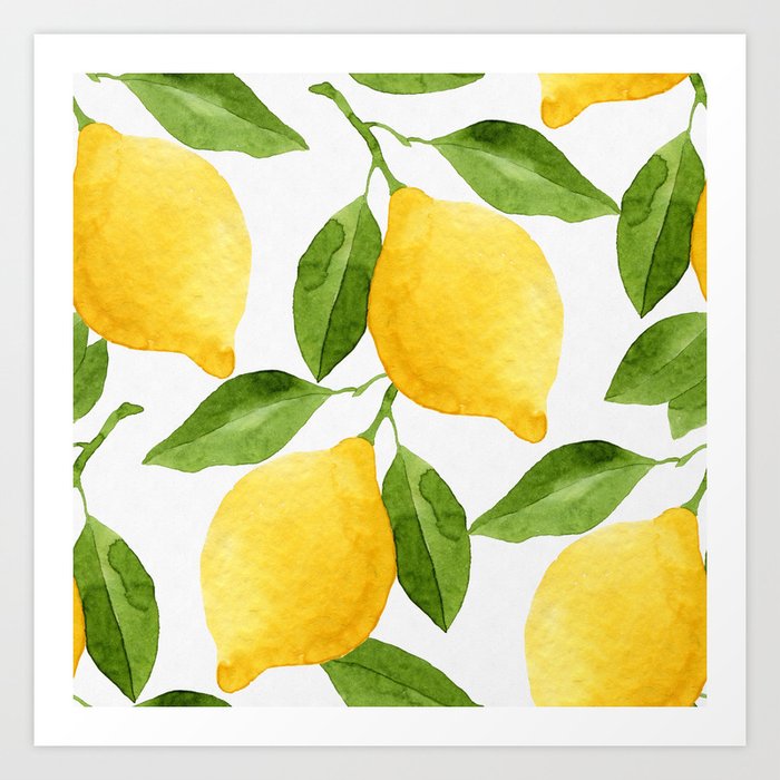 Watercolor Lemons Art Print