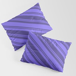 [ Thumbnail: Medium Slate Blue and Dark Slate Blue Colored Lined/Striped Pattern Pillow Sham ]