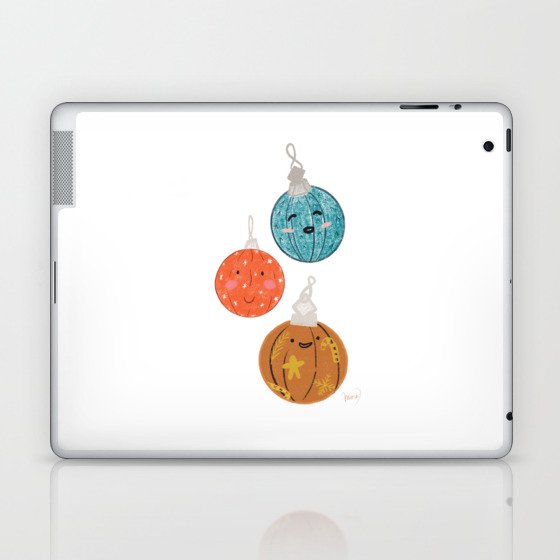 Three cute christmas ornements pencil colored Laptop & iPad Skin