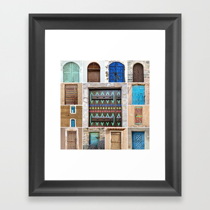 Saudi Doors Square Collage Framed Art Print