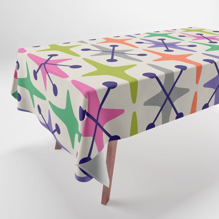 Colorful Mid Century Modern Abstract Star Pattern 231 Tablecloth