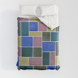 Rectangles And Squares Contemporary White Outline Art 1 Duvet Cover