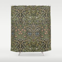 William Morris Vintage Blackthorn Green Charcoal Shower Curtain