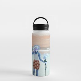 Blue Girl on the Beach - Film Photograph Water Bottle