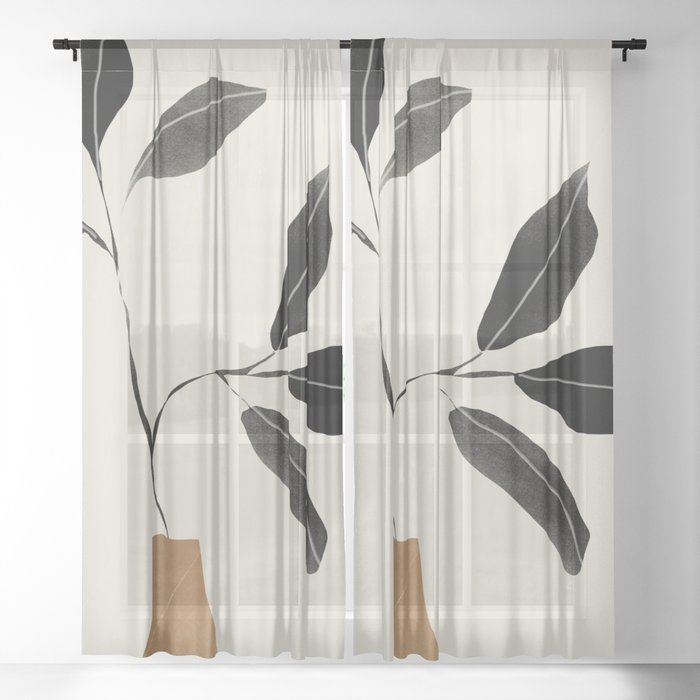minimal plant 6 Sheer Curtain