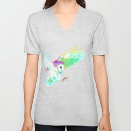 Flying Splash Bird Owl V Neck T Shirt