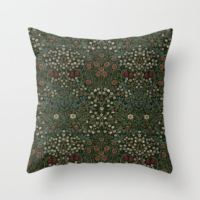 William Morris Vintage Blackthorn Green 1892 Throw Pillow