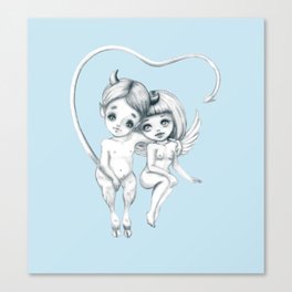 Angel and demon love Canvas Print