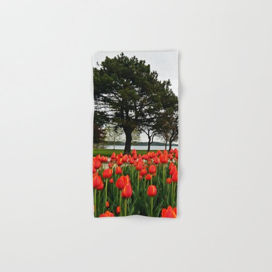 Tulips and the Trees by the Lake Hand & Bath Towel