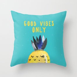 Good Vibes Only Tropical Pineapple Quote Throw Pillow