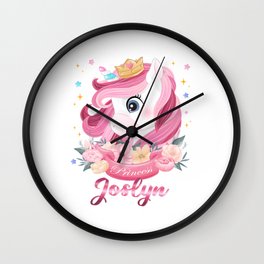 Joslyn Name Unicorn, Birthday Gift for Unicorn Princess Wall Clock
