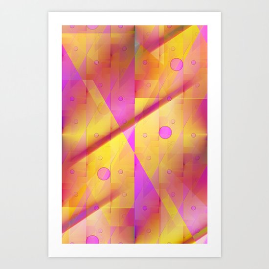 Geometric pattern pink and orange Art Print