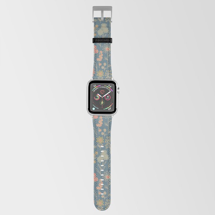 Denim Blue & Coral Floral Apple Watch Band