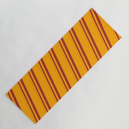 [ Thumbnail: Brown & Orange Colored Pattern of Stripes Yoga Mat ]