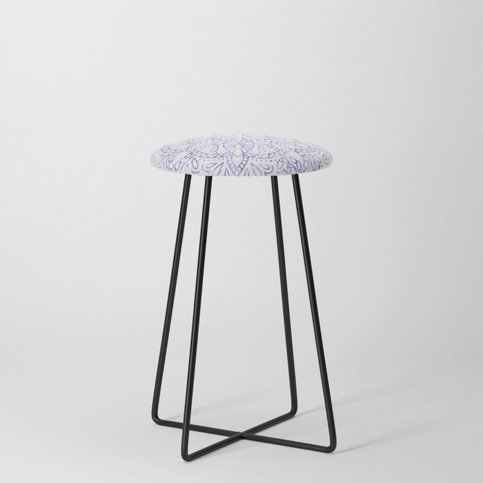 Very Peri 2022 Color Of The Year Violet Periwinkle Mandala Flowers Counter Stool