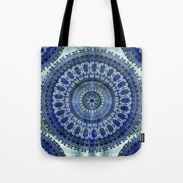 Vintage Blue Wash Mandala Tote Bag