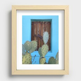 Aqua Wall + Cactus :: Barrio Viejo Tucson Recessed Framed Print