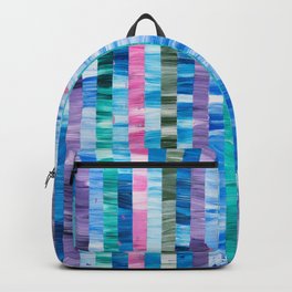 Unmixed Stripes Backpack | Stripes, Green, Purple, Hardedge, Geometric, Acrylic, Unmixed, Painting, Originalart, Blue 