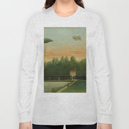 Henri Rousseau - Landscape with the Dirigible Republique and a Wright Airplane Long Sleeve T-shirt