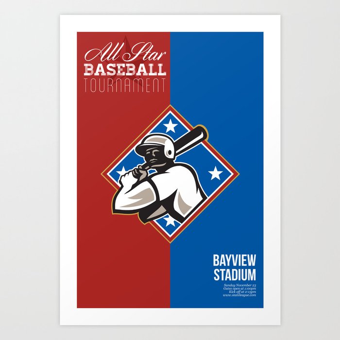 All Star Baseball Tournament Retro Poster Art Print