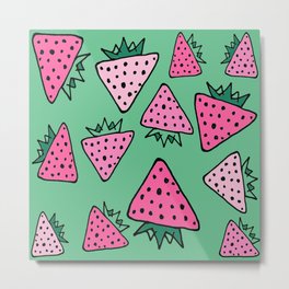 strawberry green Metal Print | Drawing, Bruxamagica, Strawberrys, Illustration, Funny, Strawberry, Green, Pattern, Fruit, Ink Pen 