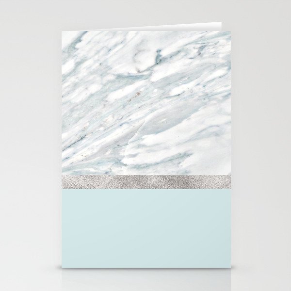 Calacatta verde - silver turquoise Stationery Cards