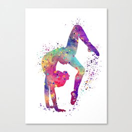 Girl Gymnastics Tumbling Watercolor Canvas Print
