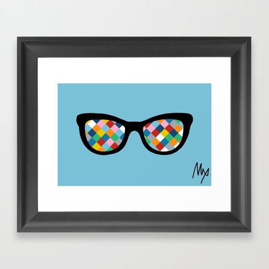 Diamond Eyes on Blue Framed Art Print