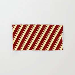 [ Thumbnail: Maroon & Pale Goldenrod Colored Lines Pattern Hand & Bath Towel ]