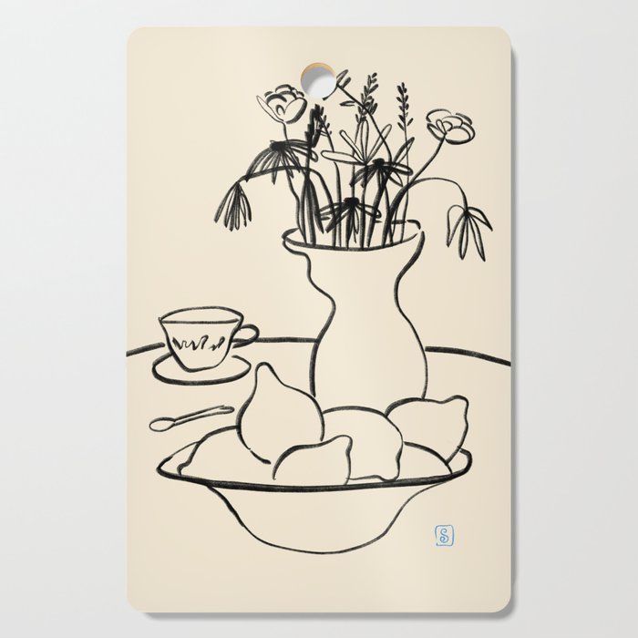 LEMONS AND FLOWERS Cutting Board