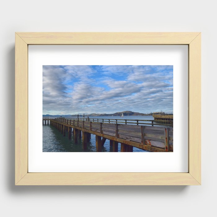 Cloudy Pier - Alcatraz Island Recessed Framed Print