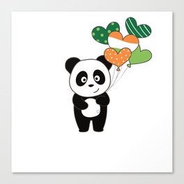 Panda With Ireland Balloons Cute Animals Happiness Canvas Print
