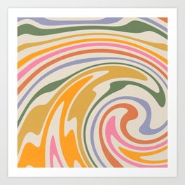 Rainbow Swirl Abstract Retro 70s  Art Print