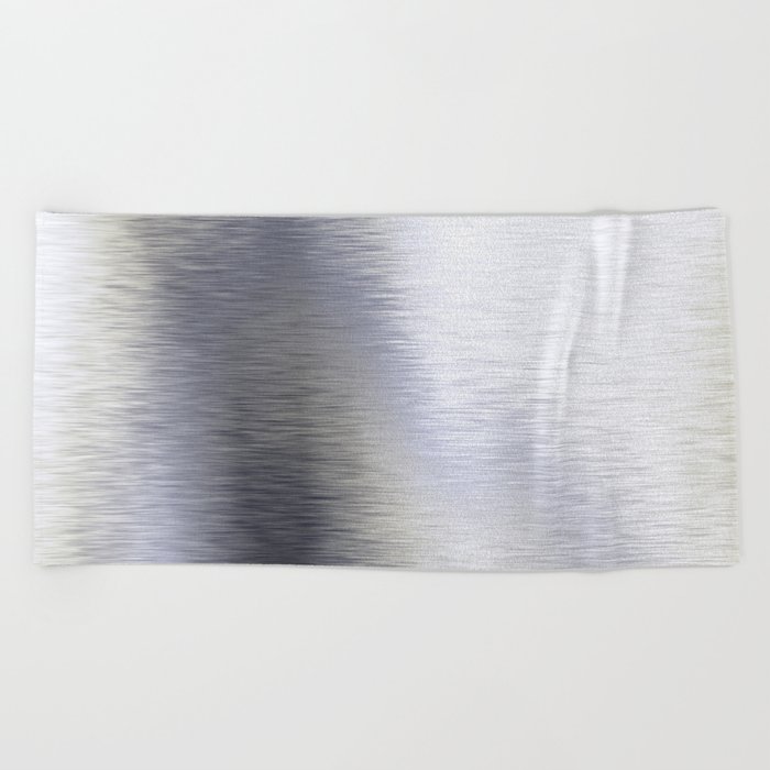 Silver Brushed Metallic Texture Beach Towel
