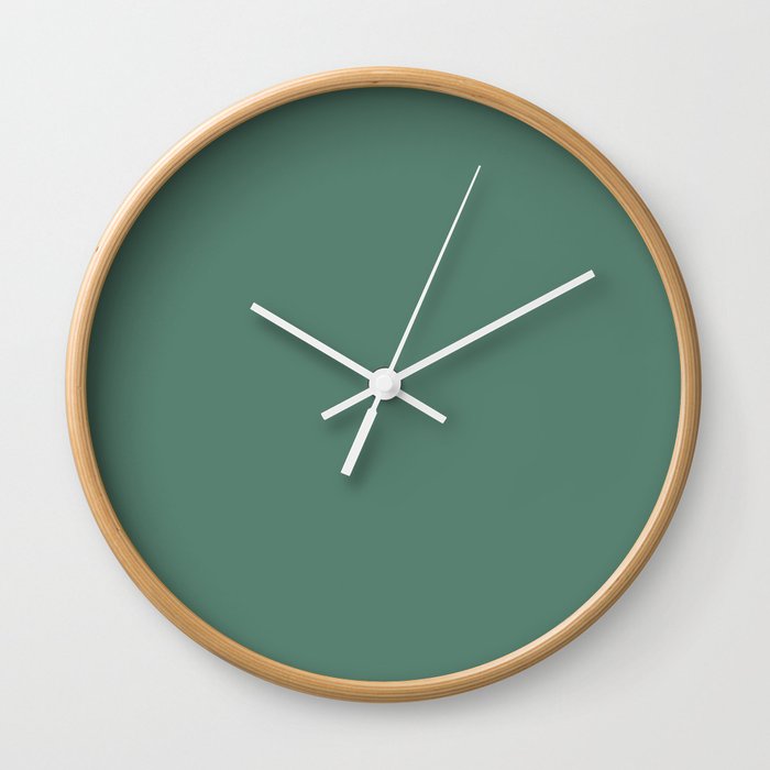 Dark Green Gray Solid Color Pantone Frosty Spruce 18-5622 TCX Shades of Blue-green Hues Wall Clock