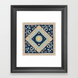 Sun Moon and Stars Celestial Blue Framed Art Print