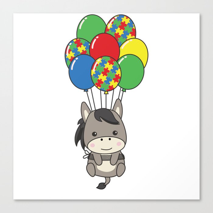 Autism Awareness Month Puzzle Balloon Donkey Canvas Print