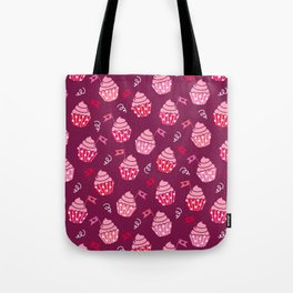 Valentine's cupcakes burgundy pink party Tote Bag