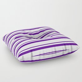 [ Thumbnail: Indigo and White Colored Lines Pattern Floor Pillow ]