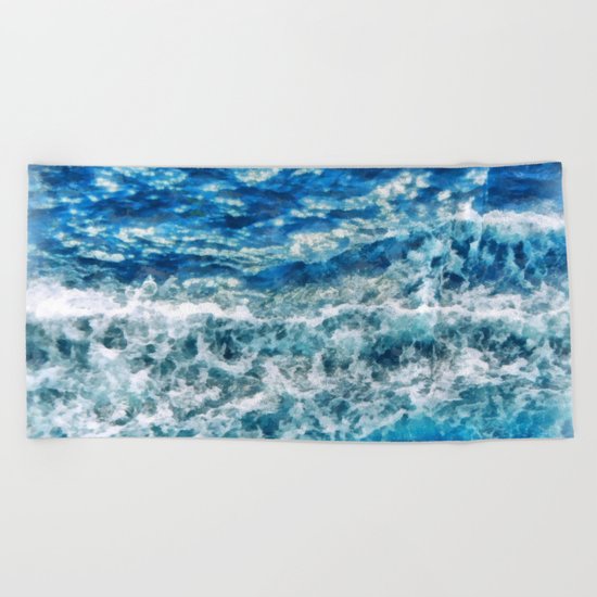 Sea foam waves Beach Towel