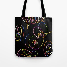Abstract Face Colorful Line Art Organic Shape Tote Bag
