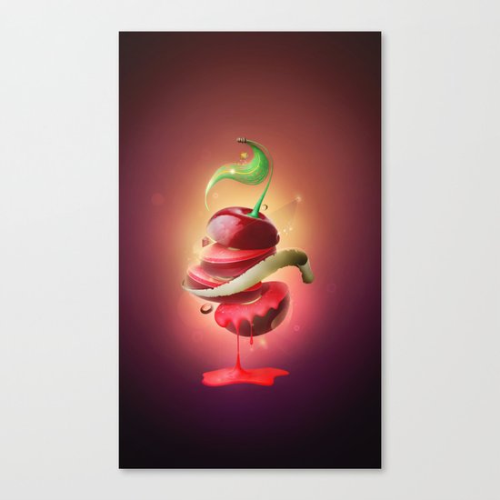 Sliced Sour Cherry Canvas Print