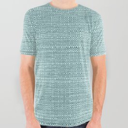 Aqua Green Blue Heritage Hand Woven Cloth All Over Graphic Tee