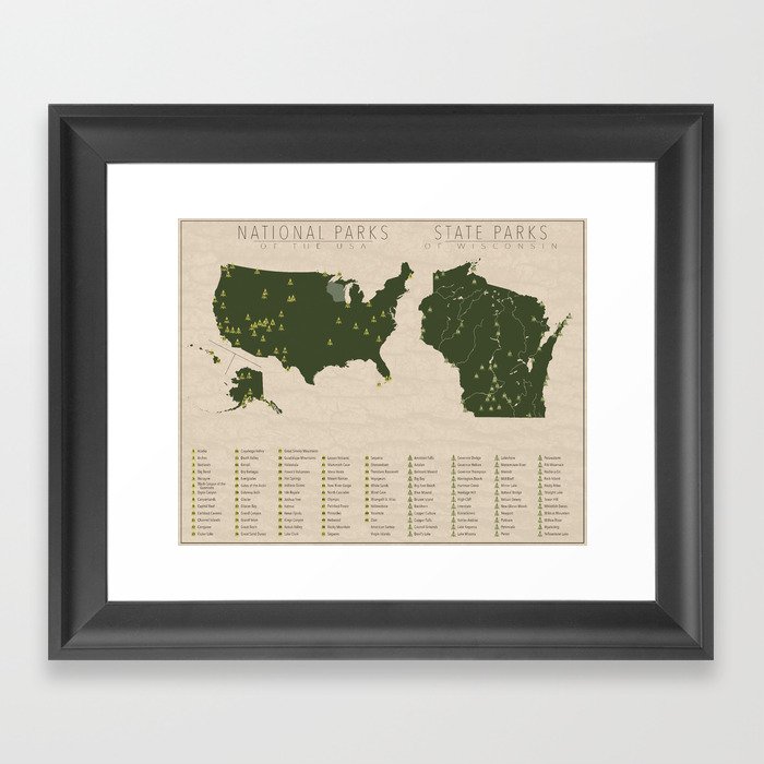 US National Parks Wisconsin Framed Art Print by Finlay McNevin Society6