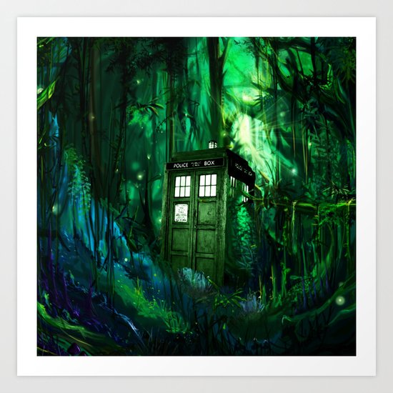 Tardis in the forest 2 Art Print