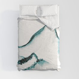 Minimalistic Landscape In Turquoise Blue Comforter